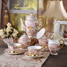 Load image into Gallery viewer, Pink Bird Bone China Coffee Set Porcelain Tea Set Advanced Ceramic Pot Mug Sugar Bowl Creamer Teapot Milk Jug Teaset Tea Cup Set