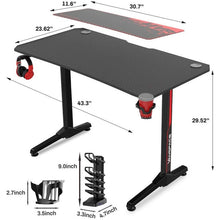 Load image into Gallery viewer, 43/47/55 Ergonomic Gaming Desk E-sports Computer Table PC Desk Gamer Tables Workstation with USB Gaming Handle Rack&Mouse Pad