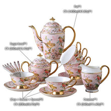 Load image into Gallery viewer, Pink Bird Bone China Coffee Set Porcelain Tea Set Advanced Ceramic Pot Mug Sugar Bowl Creamer Teapot Milk Jug Teaset Tea Cup Set